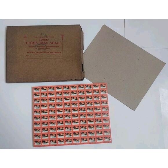 NIP 10,000 National Tuberculosis Assoc Christmas Seals In Original Mailer - Picture 5 of 6